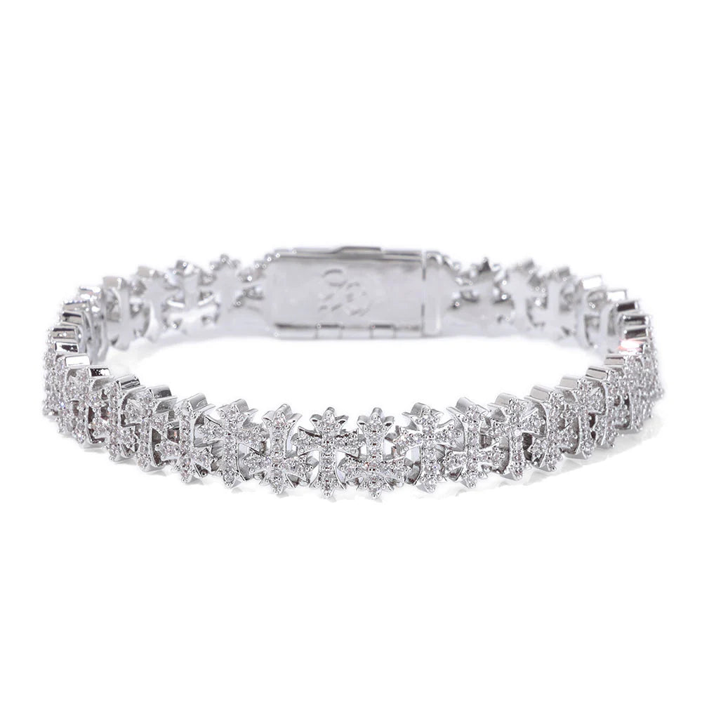 Delusion Chrome Cross Bracelet